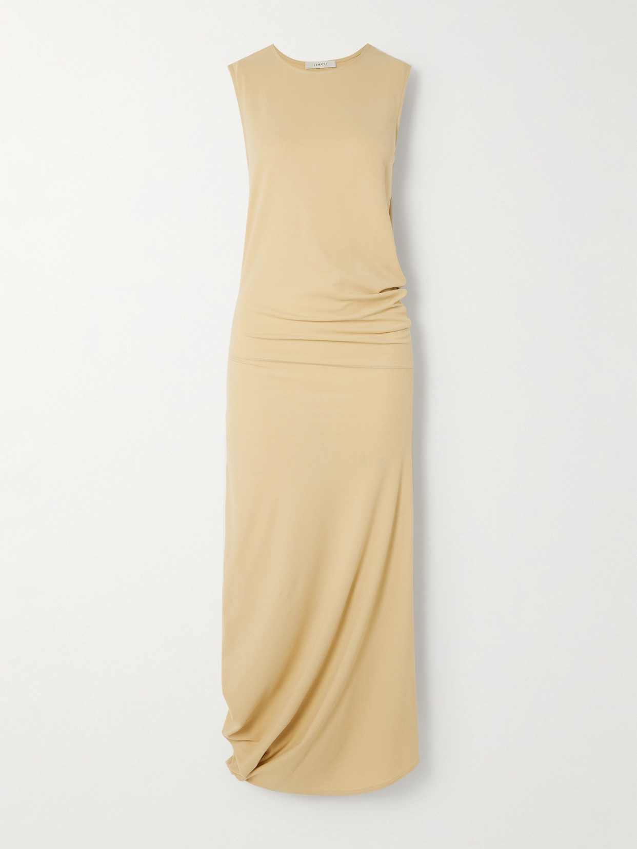 Shop Lemaire Twisted Cotton-jersey Midi Dress In Neutrals