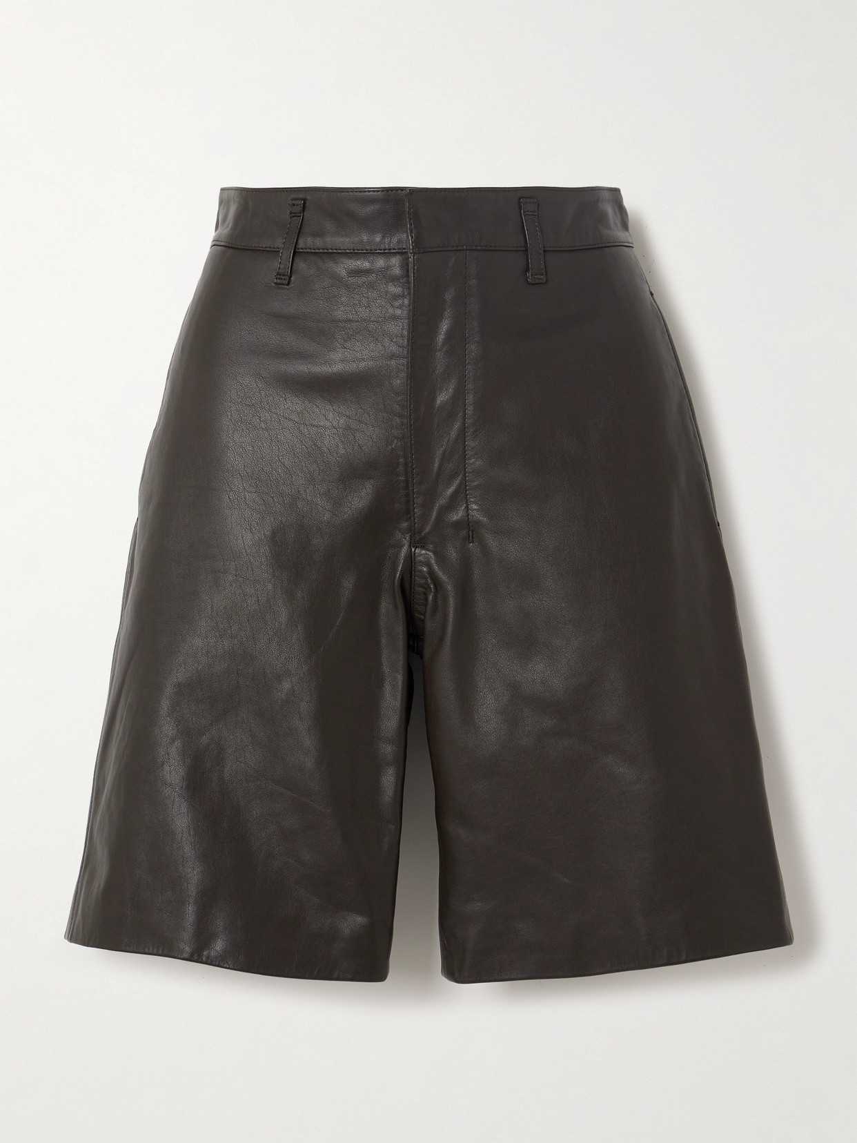 Shop Lemaire Leather Shorts In Brown