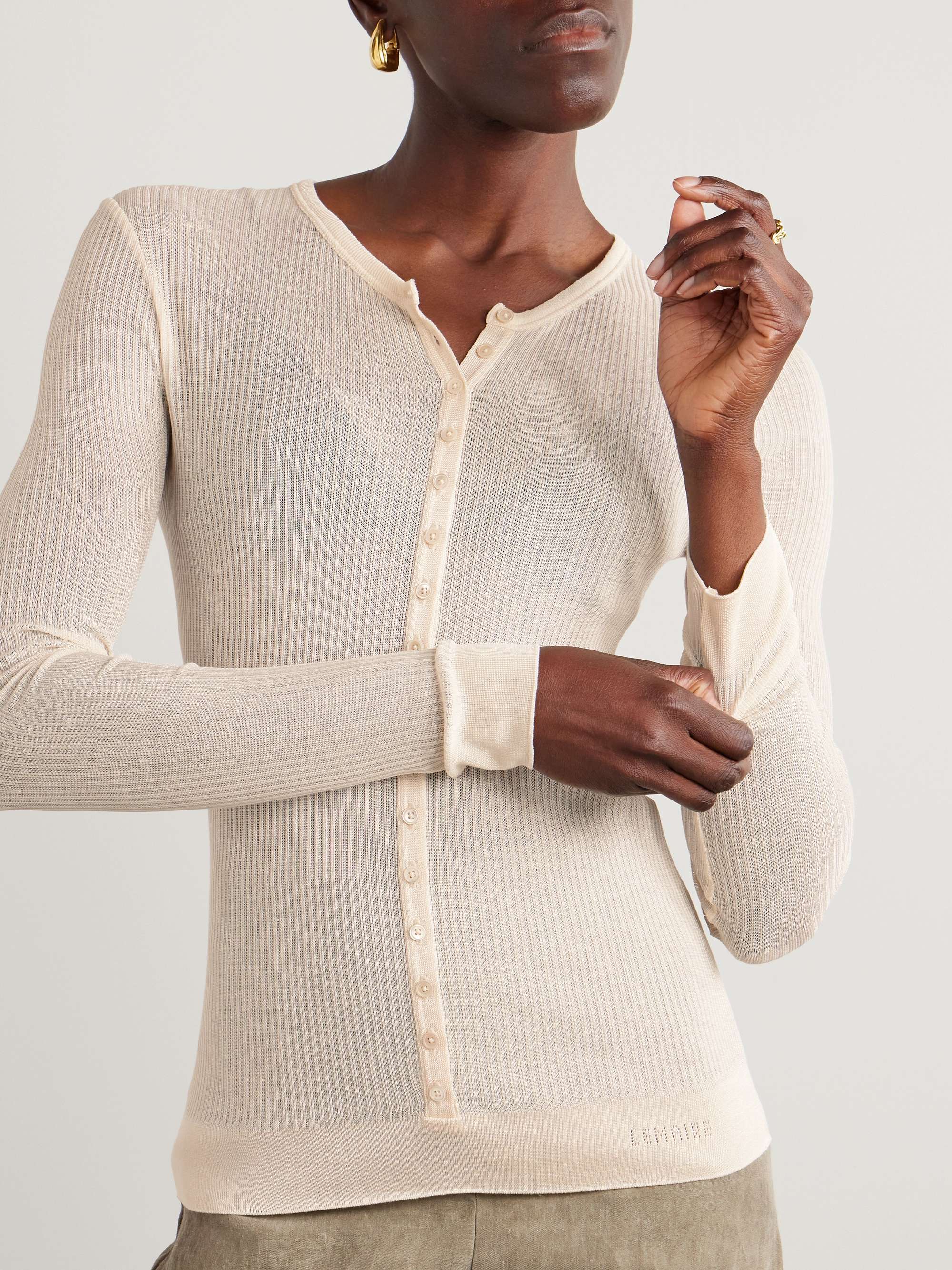 Lemaire Women's Asymmetrical Ribbed Top Beige main image 1