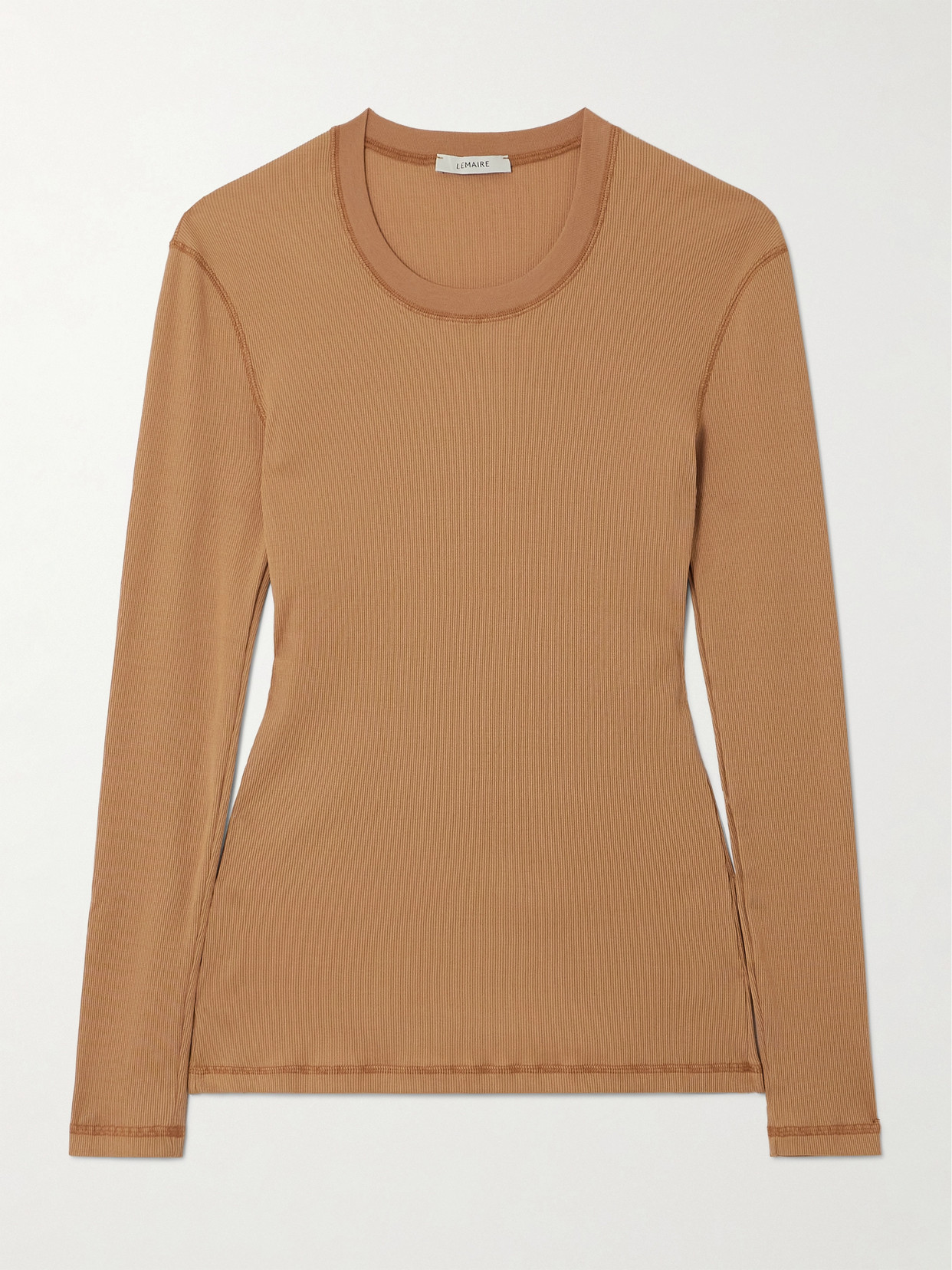 Lemaire Ribbed Cotton T-shirt In Neutrals