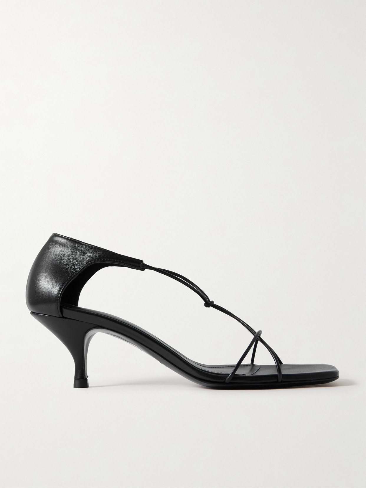 Shop Totême + Net Sustain Knot Leather Sandals In Black