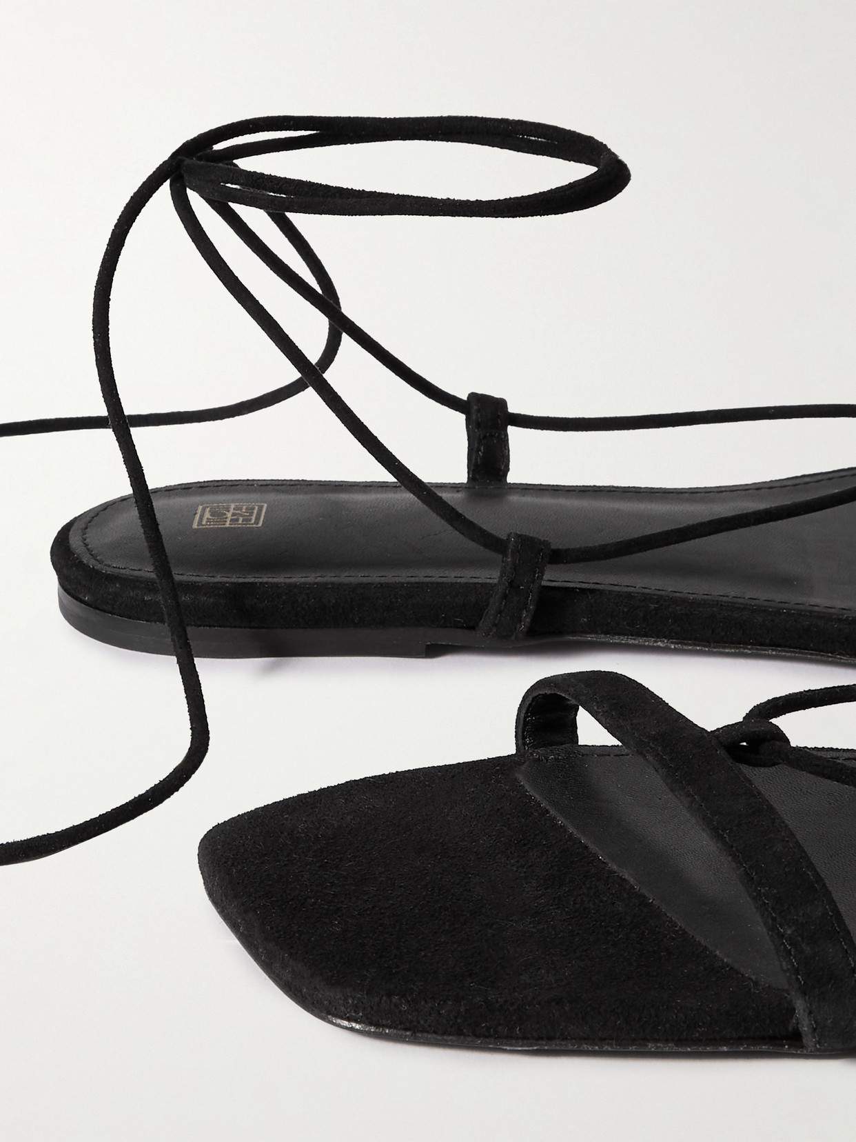 Shop Totême + Net Sustain Suede Lace-up Sandals In Black