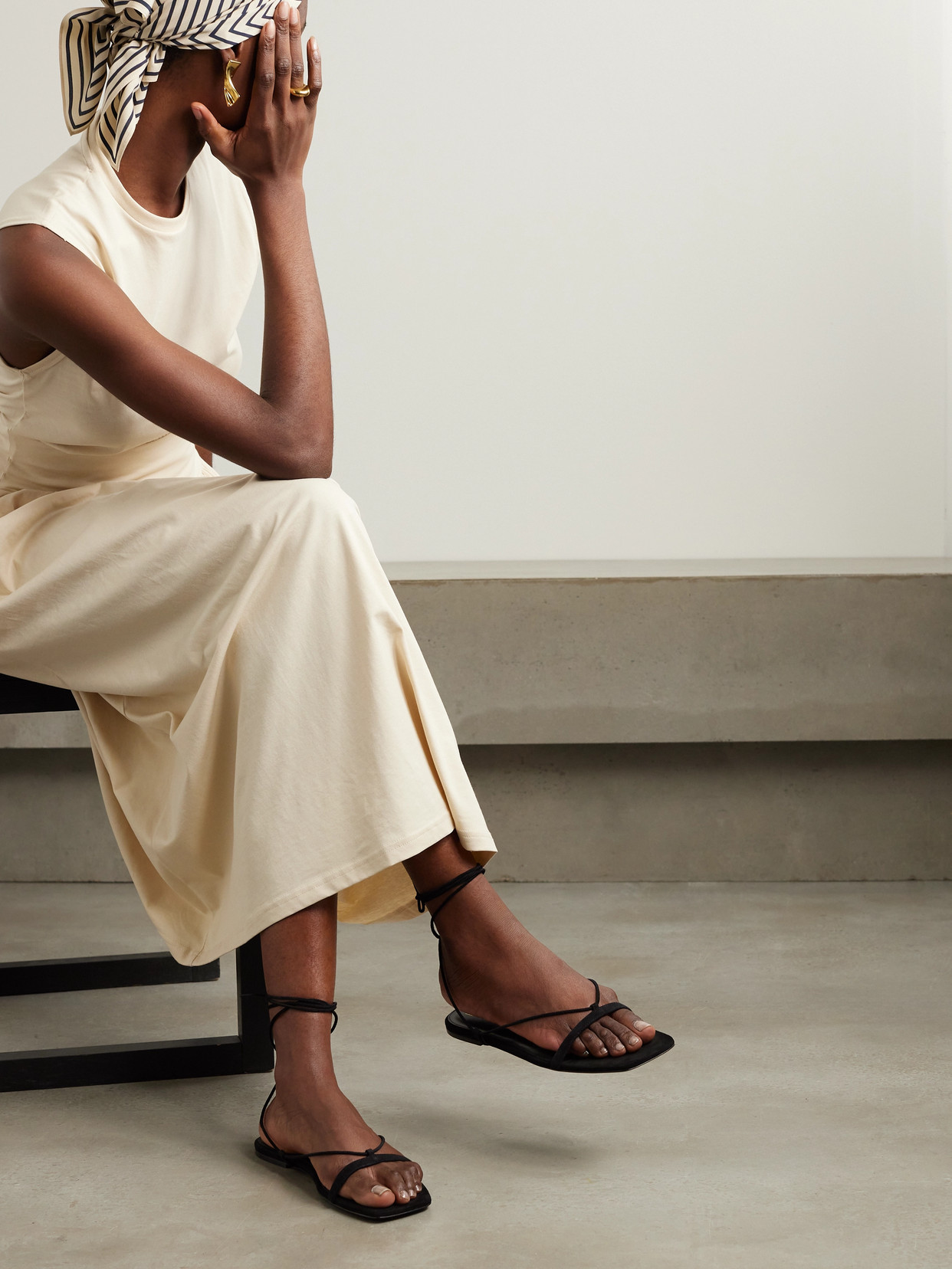 Totême Toteme Suede Sandals For Women In Black