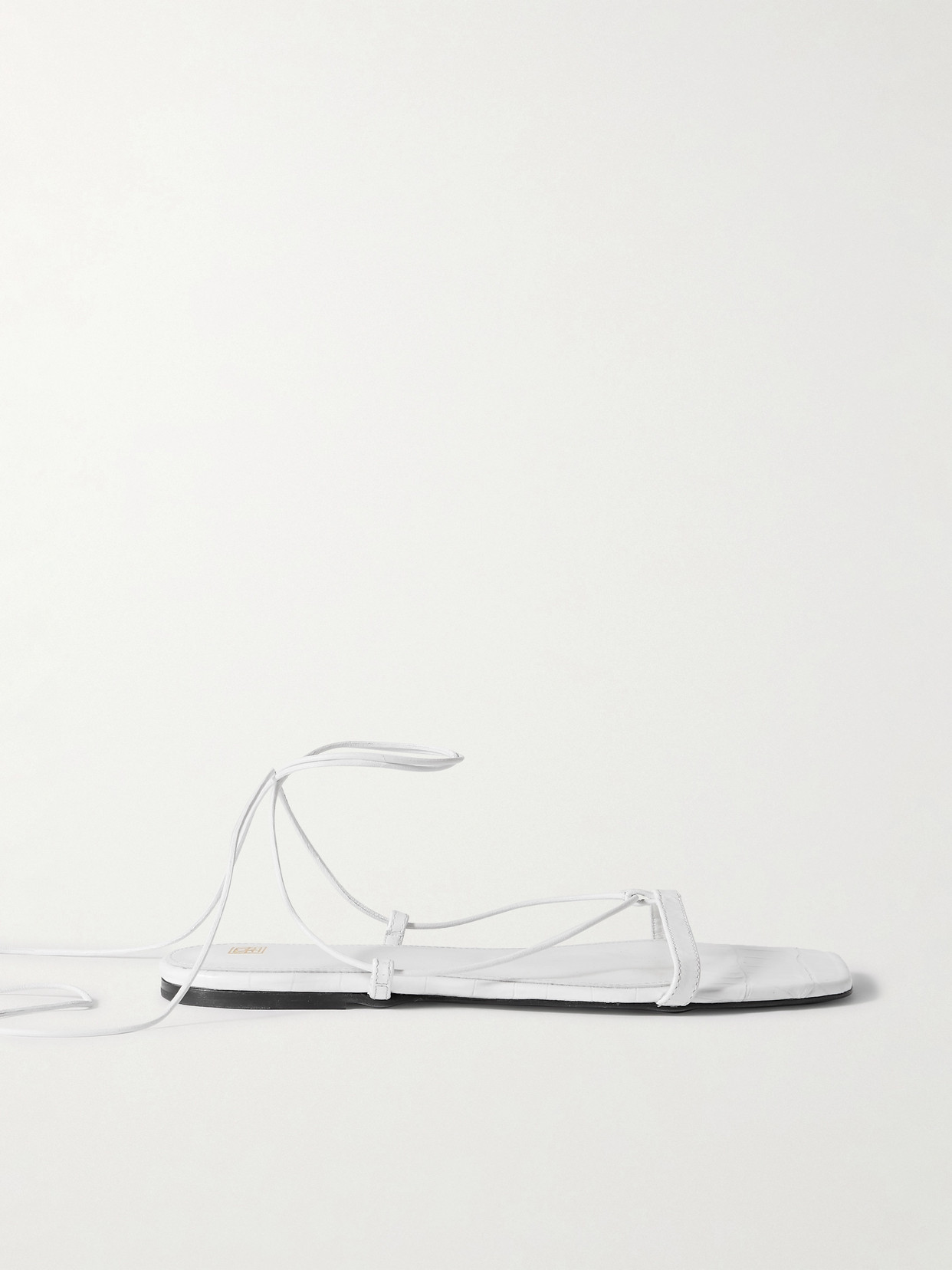 Totême The Croco Lace-up Leather Sandals In White