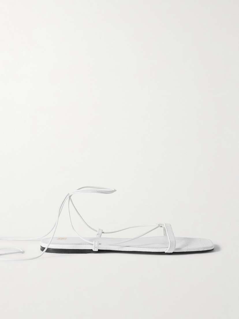 TOTEME + Net Sustain Croc-effect Leather Lace-up Sandals