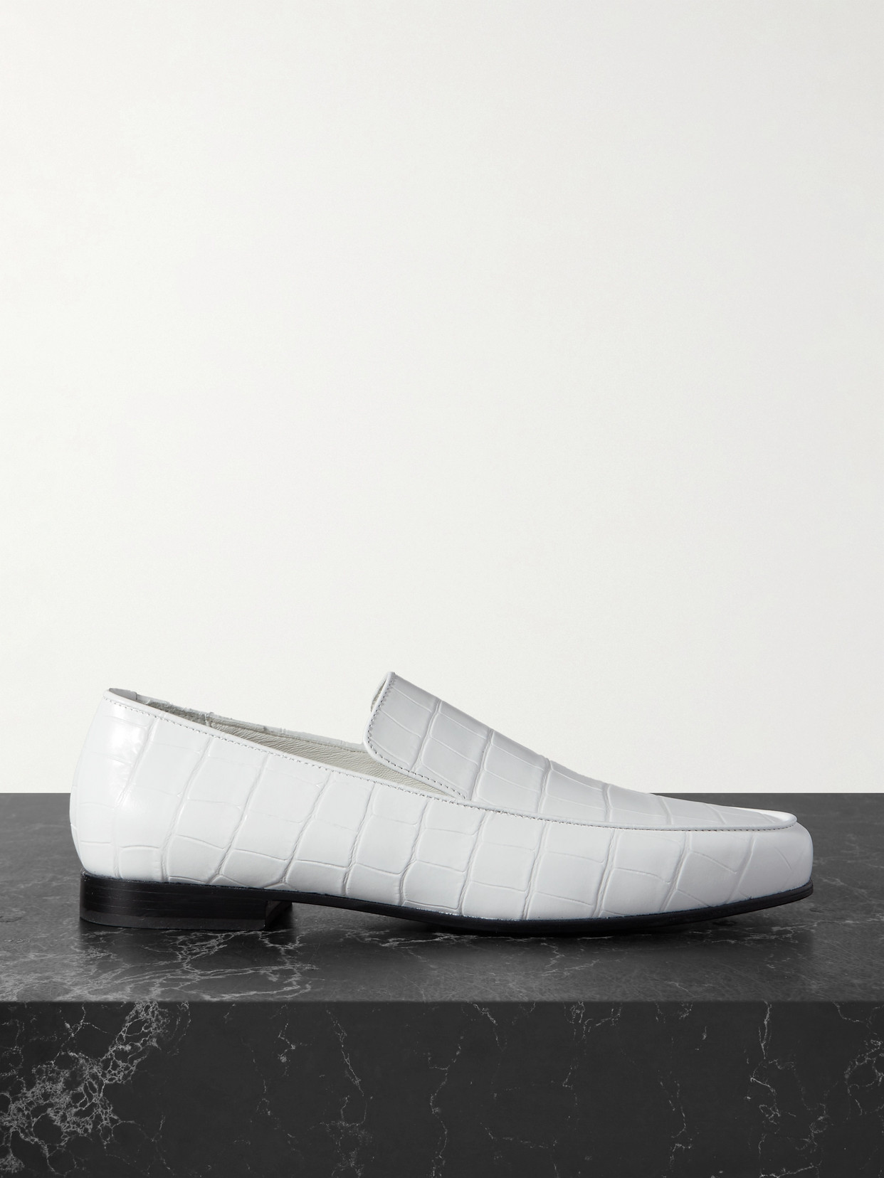 TOTEME - + Net Sustain The Croco Oval Croc-effect Leather Loafers - White