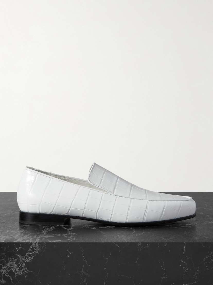TOTEME + Net Sustain The Croco Oval Croc-effect Leather Loafers