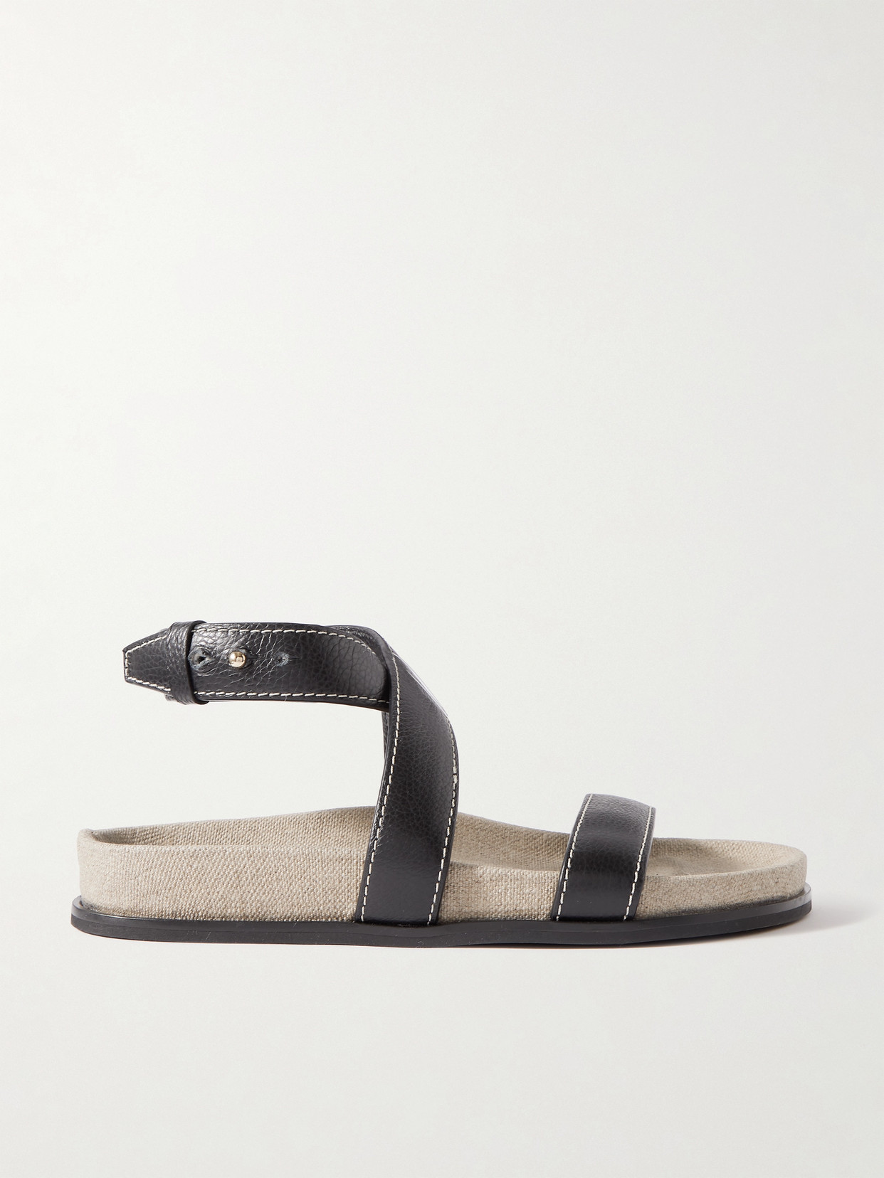 Shop Totême + Net Sustain Leather Sandals In Black