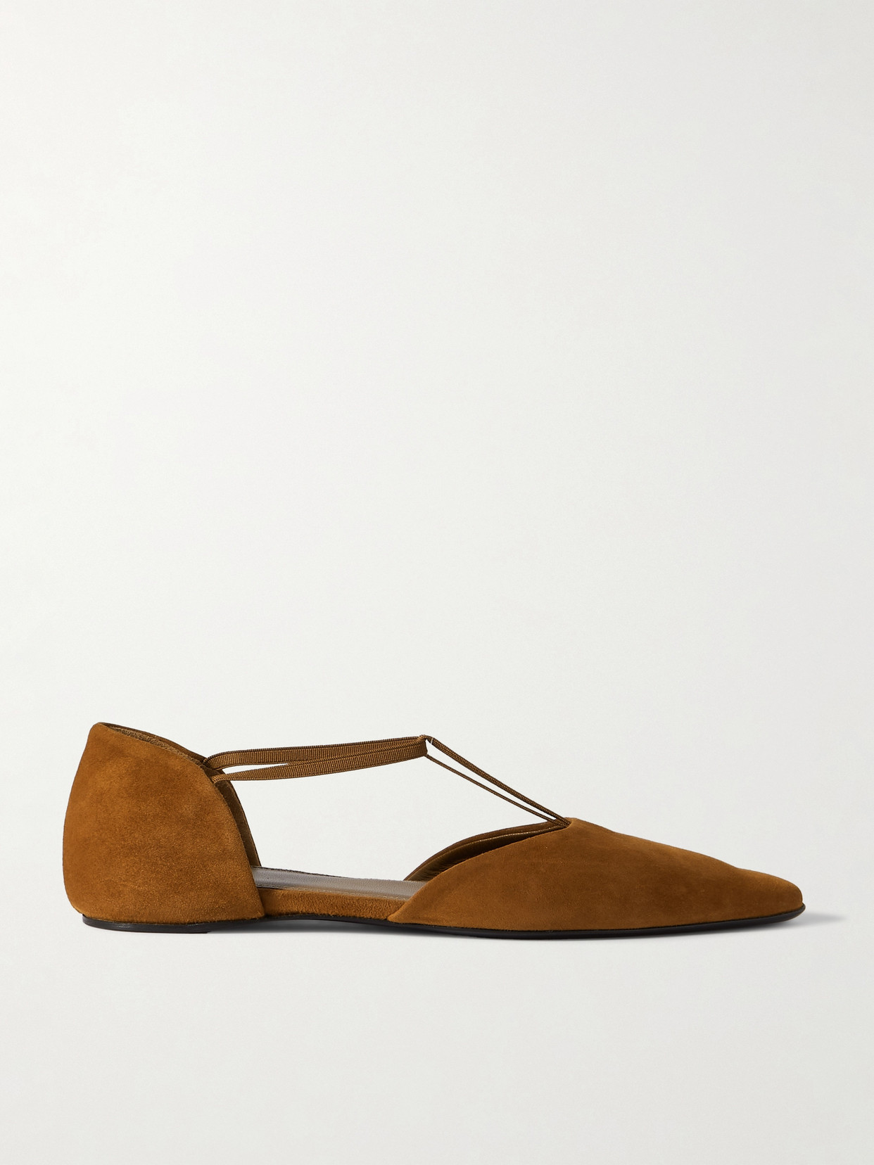 Totême T-strap Suede Flats In Neutrals