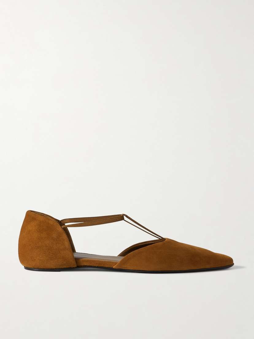 TOTEME + Net Sustain T-strap Suede Point-toe Flats