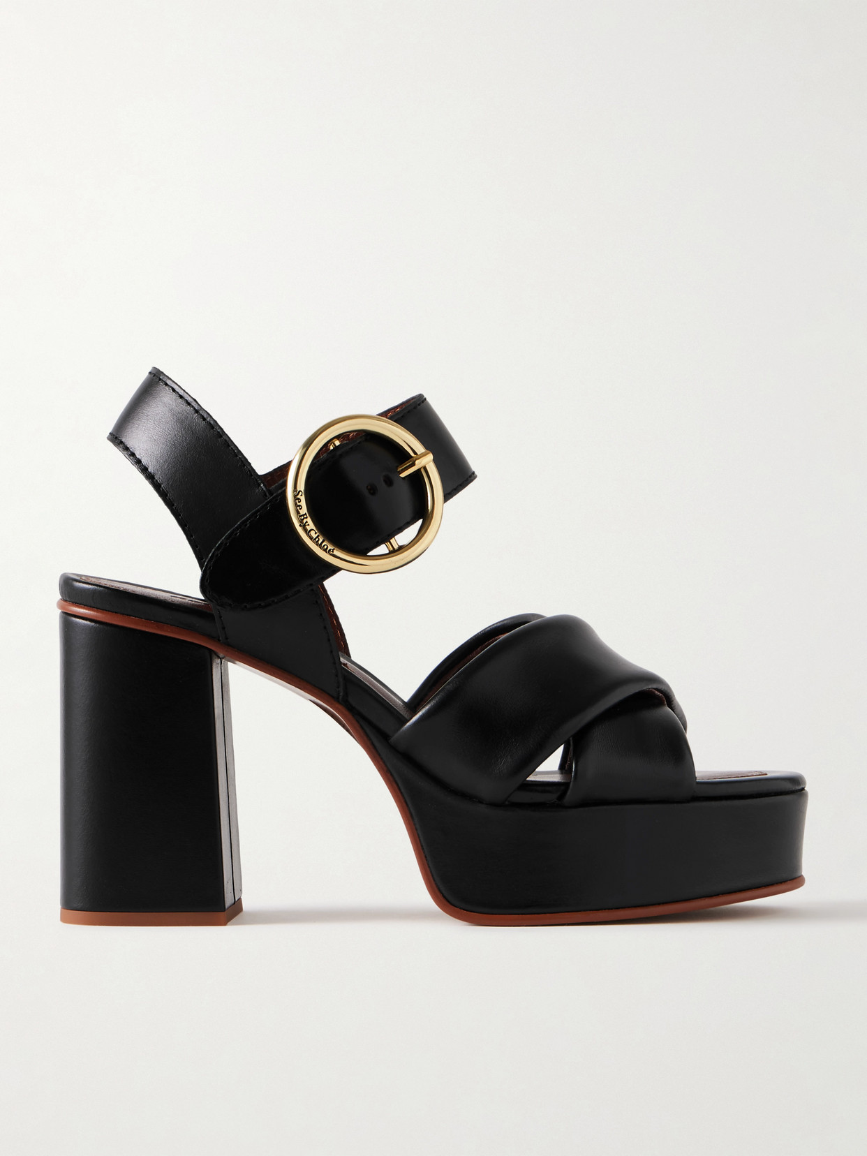 Shop See By Chloé Lyna Leather Platform Sandals In Black