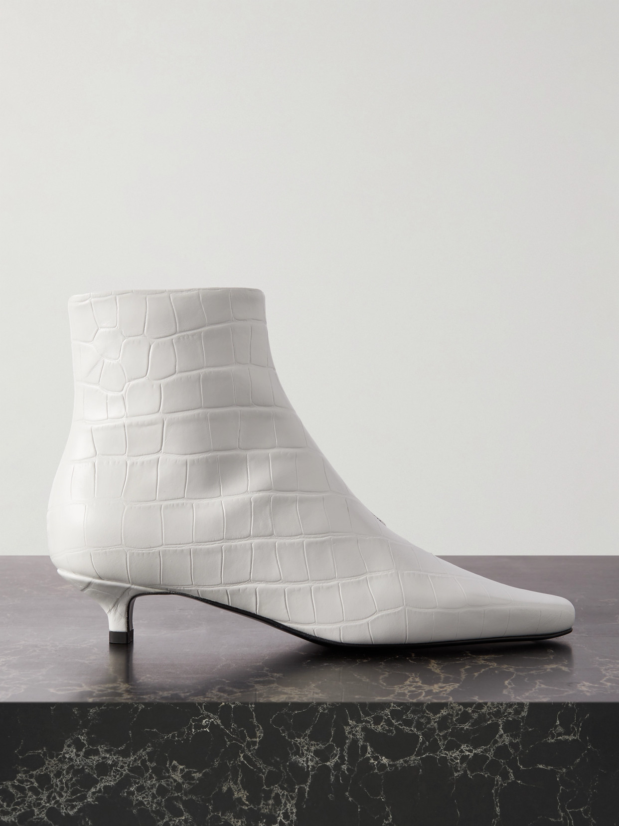 TOTEME - + Net Sustain The Croco Slim Croc-effect Leather Ankle Boots - White