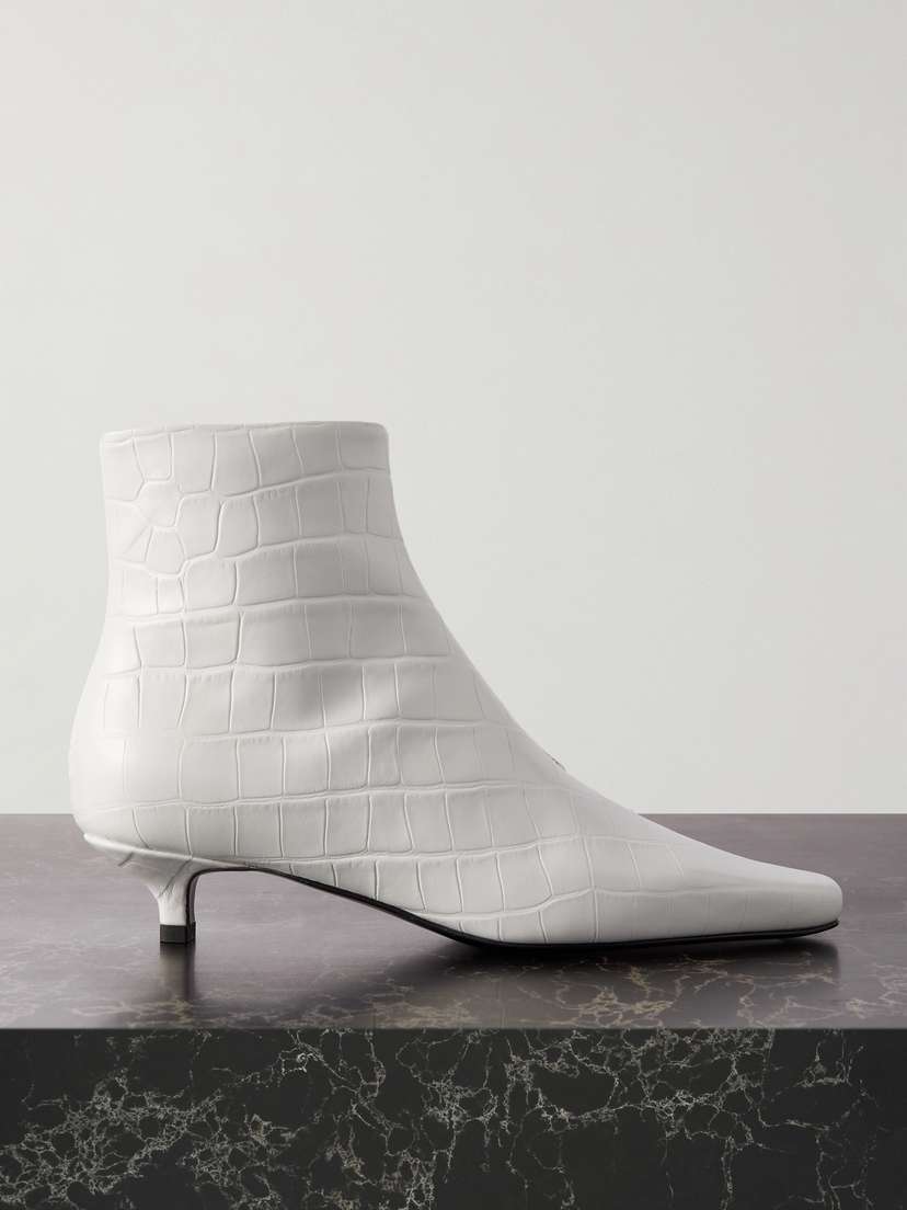 TOTEME + Net Sustain The Croco Slim Croc-effect Leather Ankle Boots