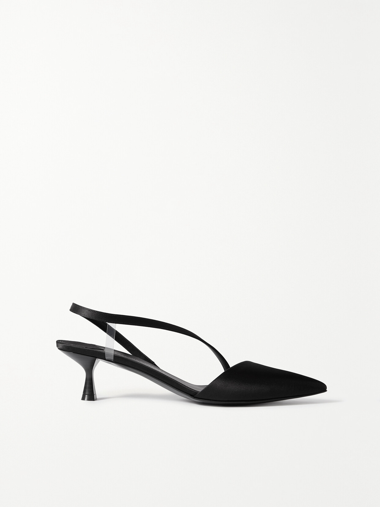 Shop Stella Mccartney Iconic D'orsay Recycled Nylon-blend And Recycled-satin Slingback Pumps In Black