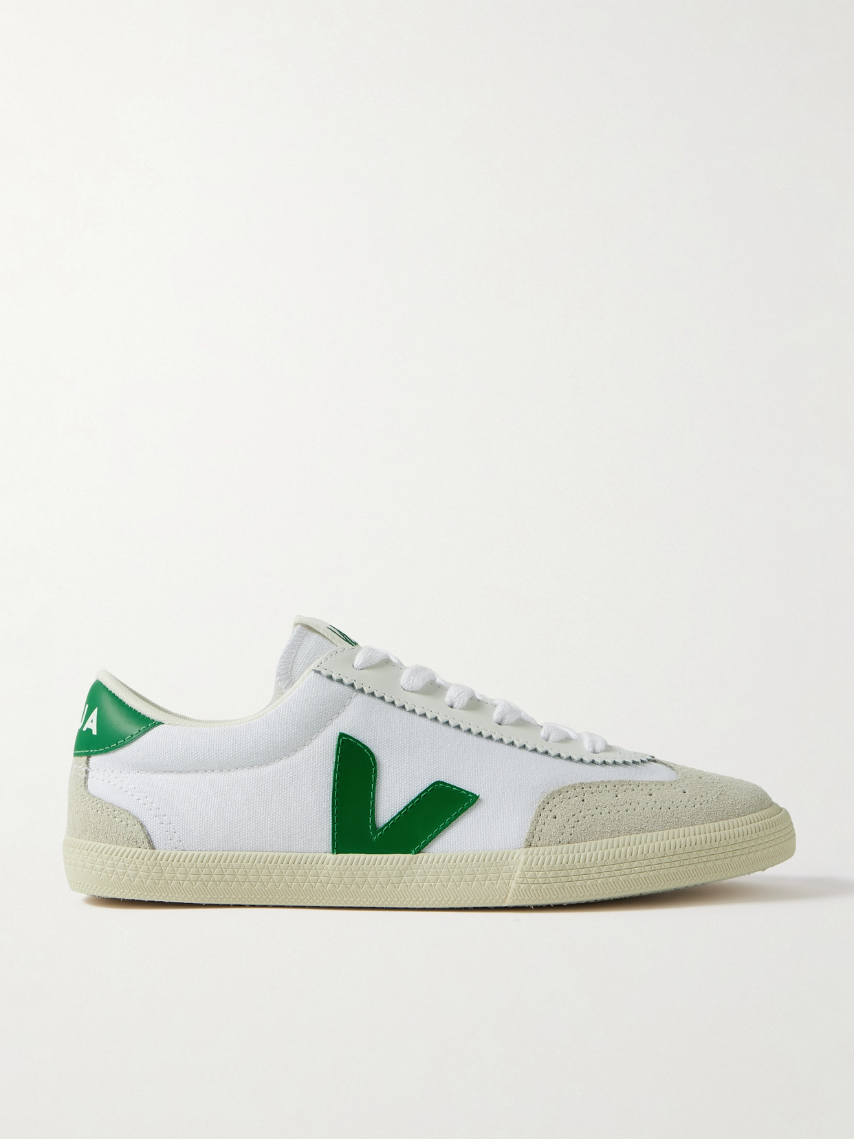 Shop Veja Volley Leather And Suede-trimmed Canvas Sneakers In White