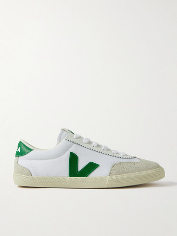 Veja Volley leather and suede-trimmed canvas sneakers