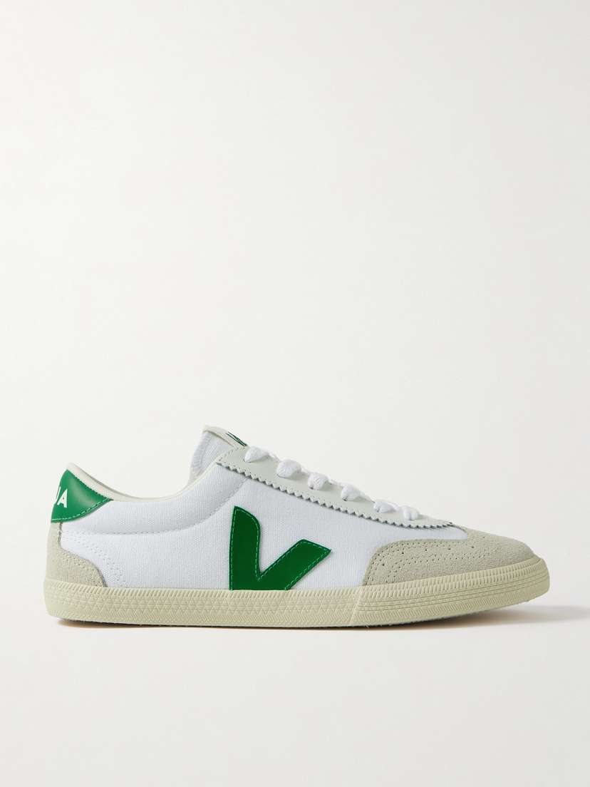 Veja Volley Leather And Suede-trimmed Canvas Sneakers