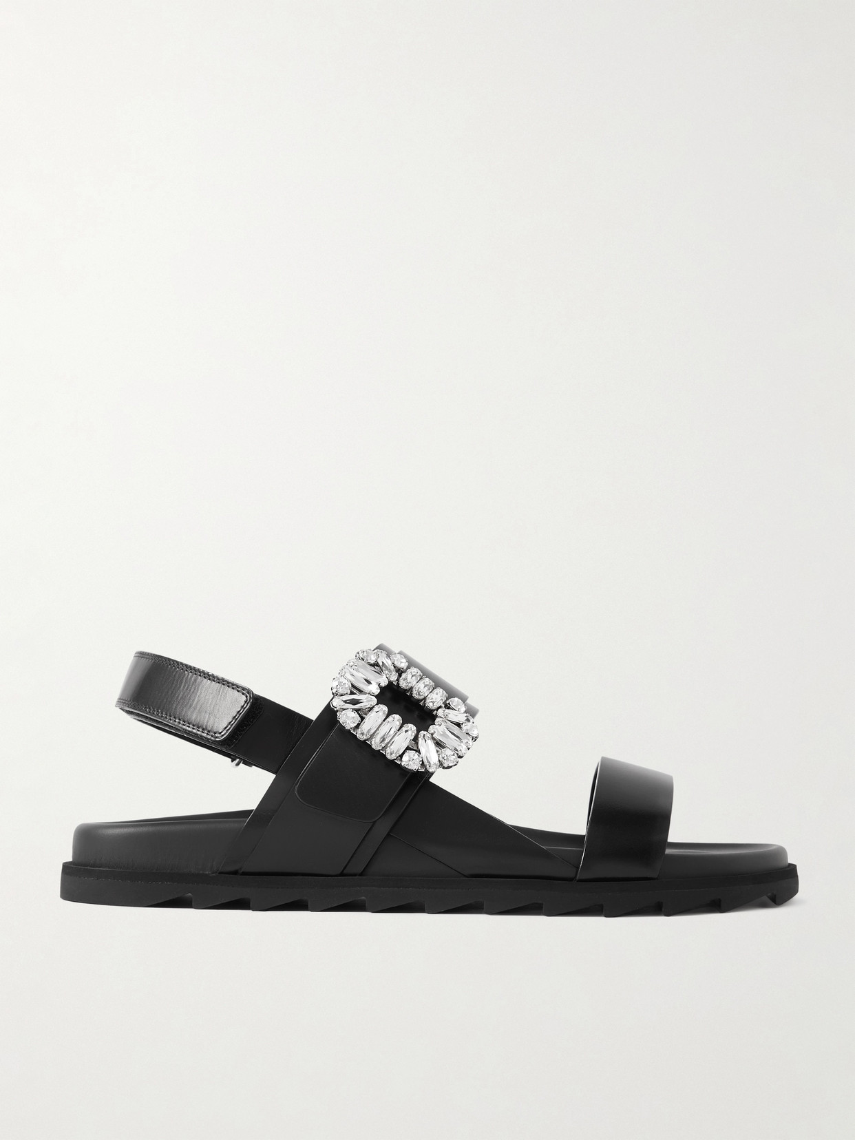 Roger Vivier Slidy Viv Crystal-embellished Leather Slingback Sandals In Black