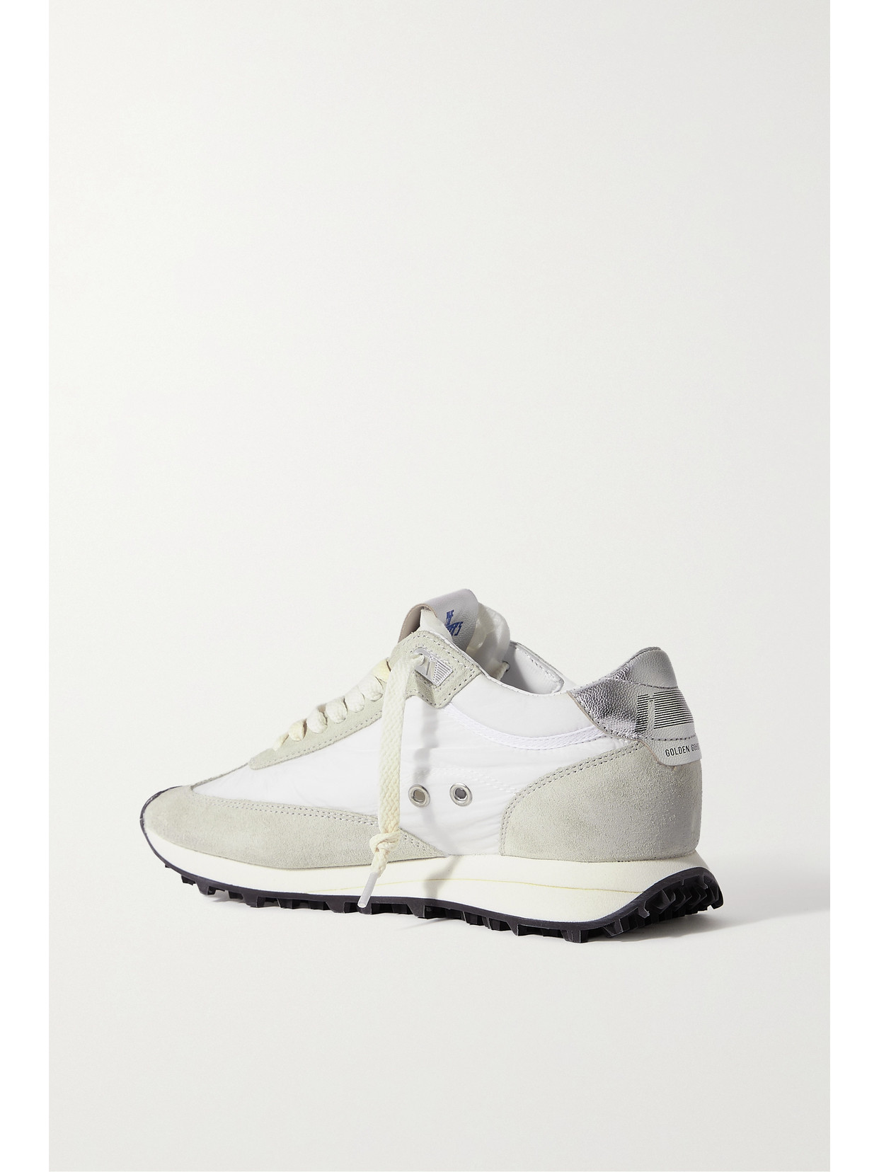GOLDEN GOOSE RUNNING MARATHON DISTRESSED LEATHER-TRIMMED SHELL AND SUEDE SNEAKERS