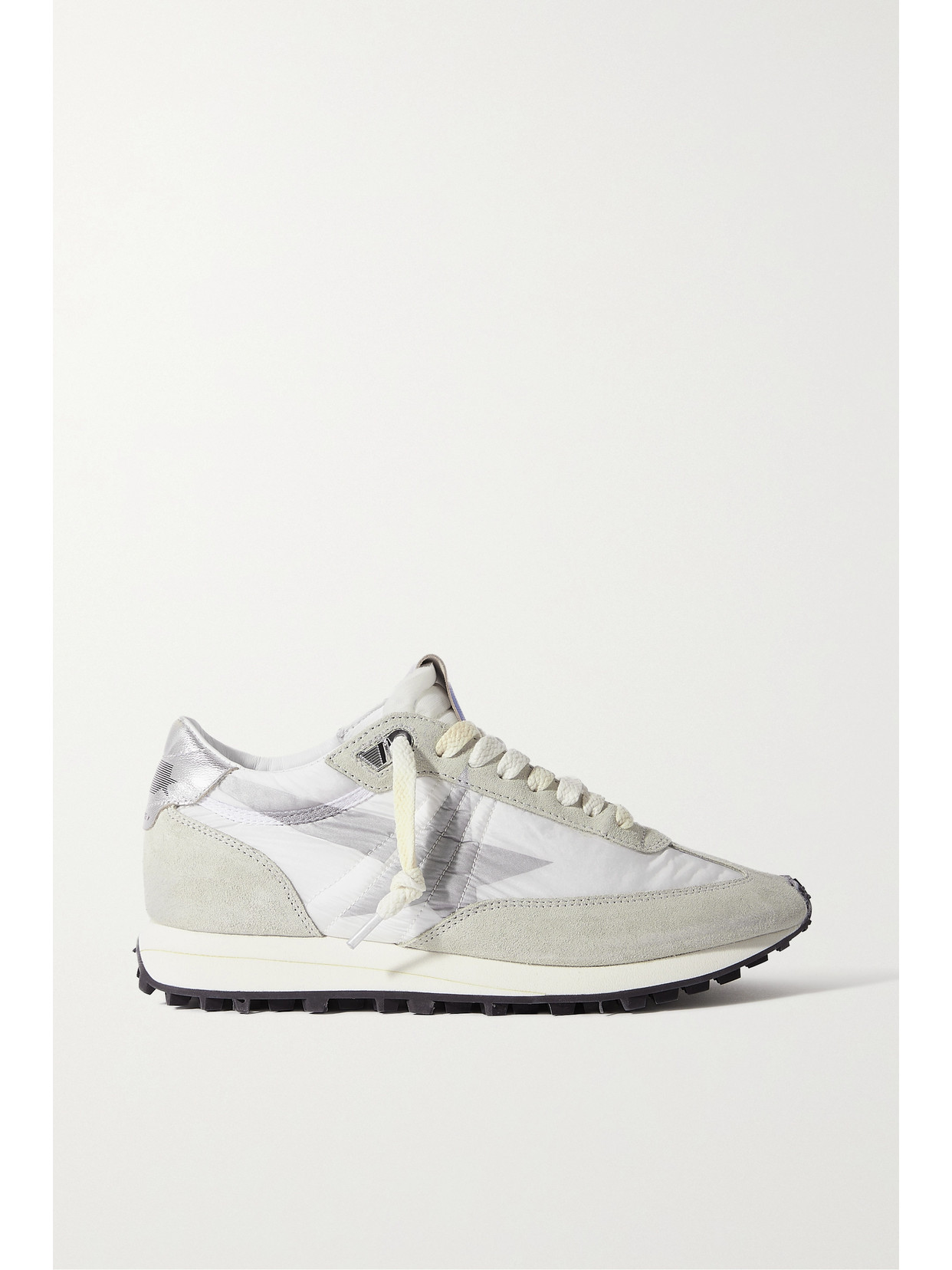 Golden Goose Running Marathon Distressed Leather-trimmed Shell And Suede Sneakers In White