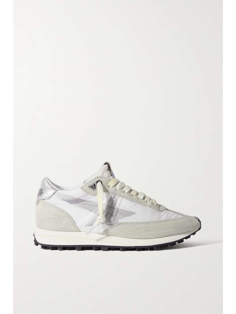 Golden Goose Running Marathon Distressed Leather-trimmed Shell And Suede Sneakers