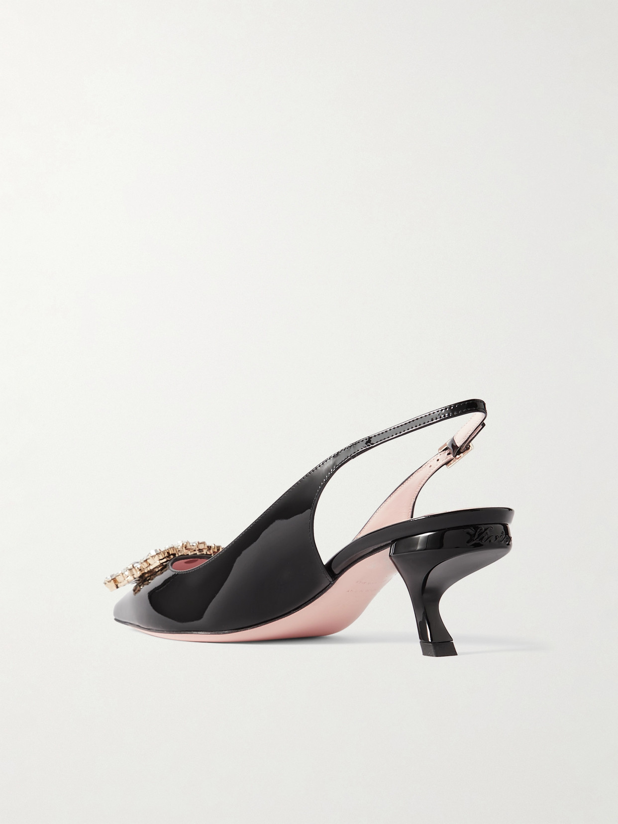 Roger Vivier Virgule 55 Slingback Pumps In Patent Leather In Black