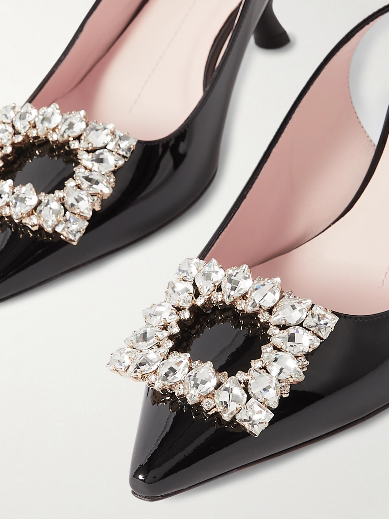 Roger Vivier Virgule 55 Slingback Pumps In Patent Leather In Black