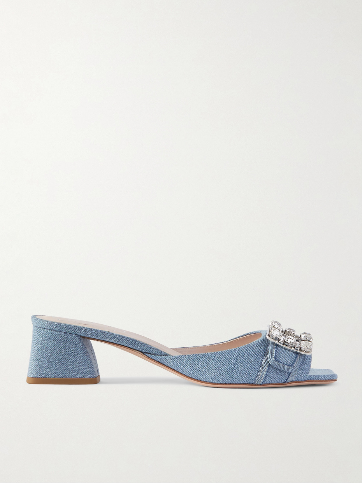 Roger Vivier - Crystal-embellished Denim Mules - Blue
