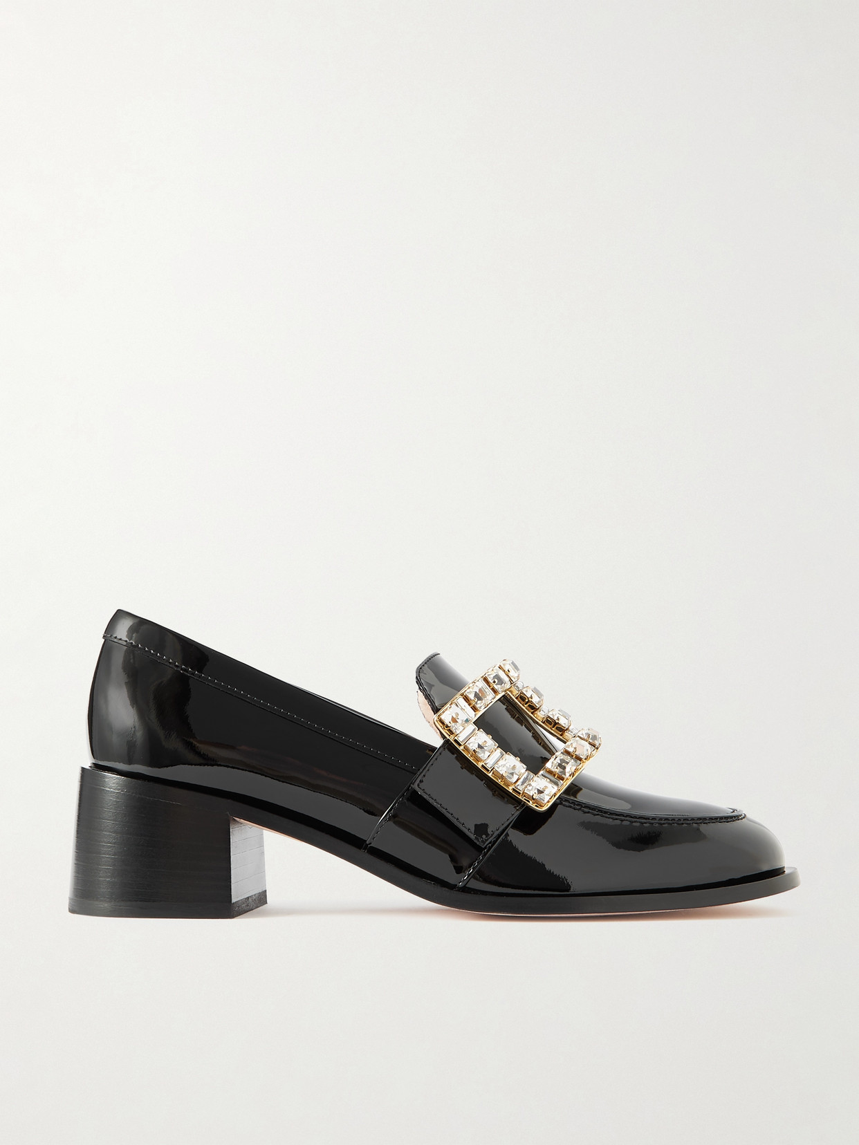 Roger Vivier Viv Rangers Crystal-embellished Patent-leather Loafers In Black