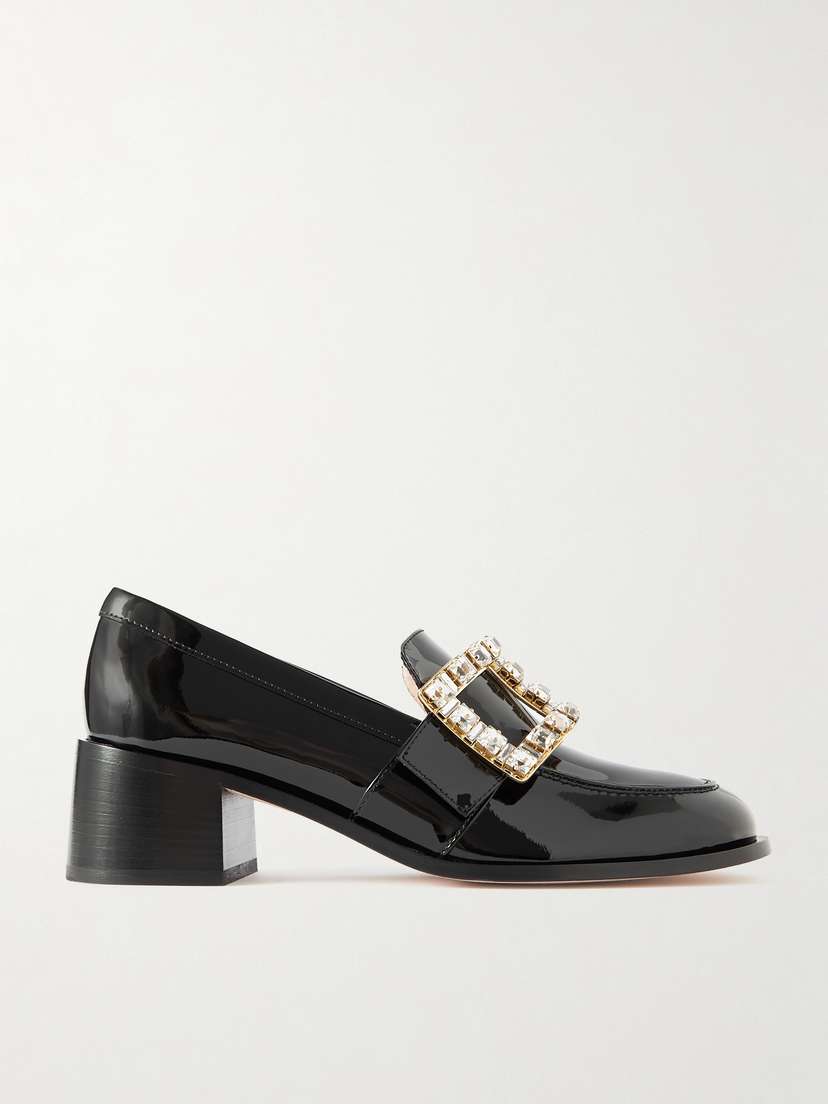 Roger Vivier Viv Rangers Crystal-embellished Patent-leather Loafers