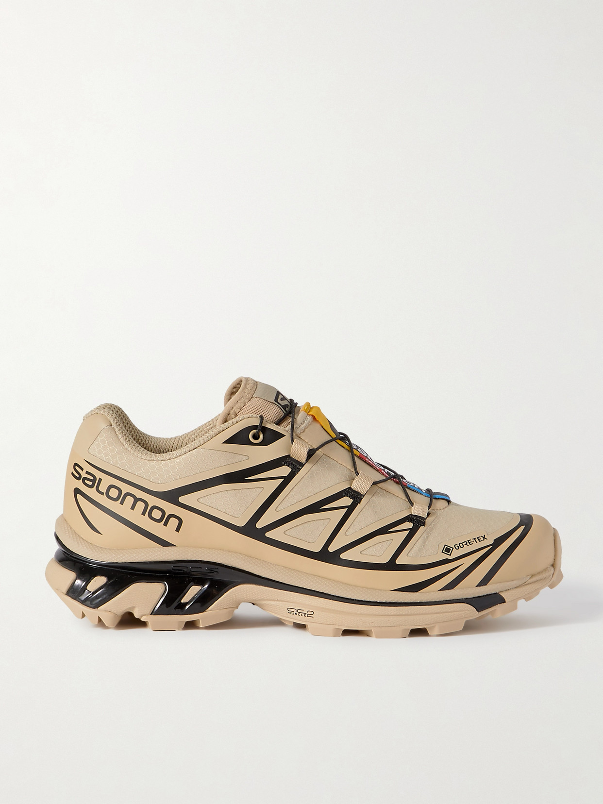 Shop Salomon Xt-6 Gore-tex Rubber-trimmed Mesh Sneakers In Neutrals