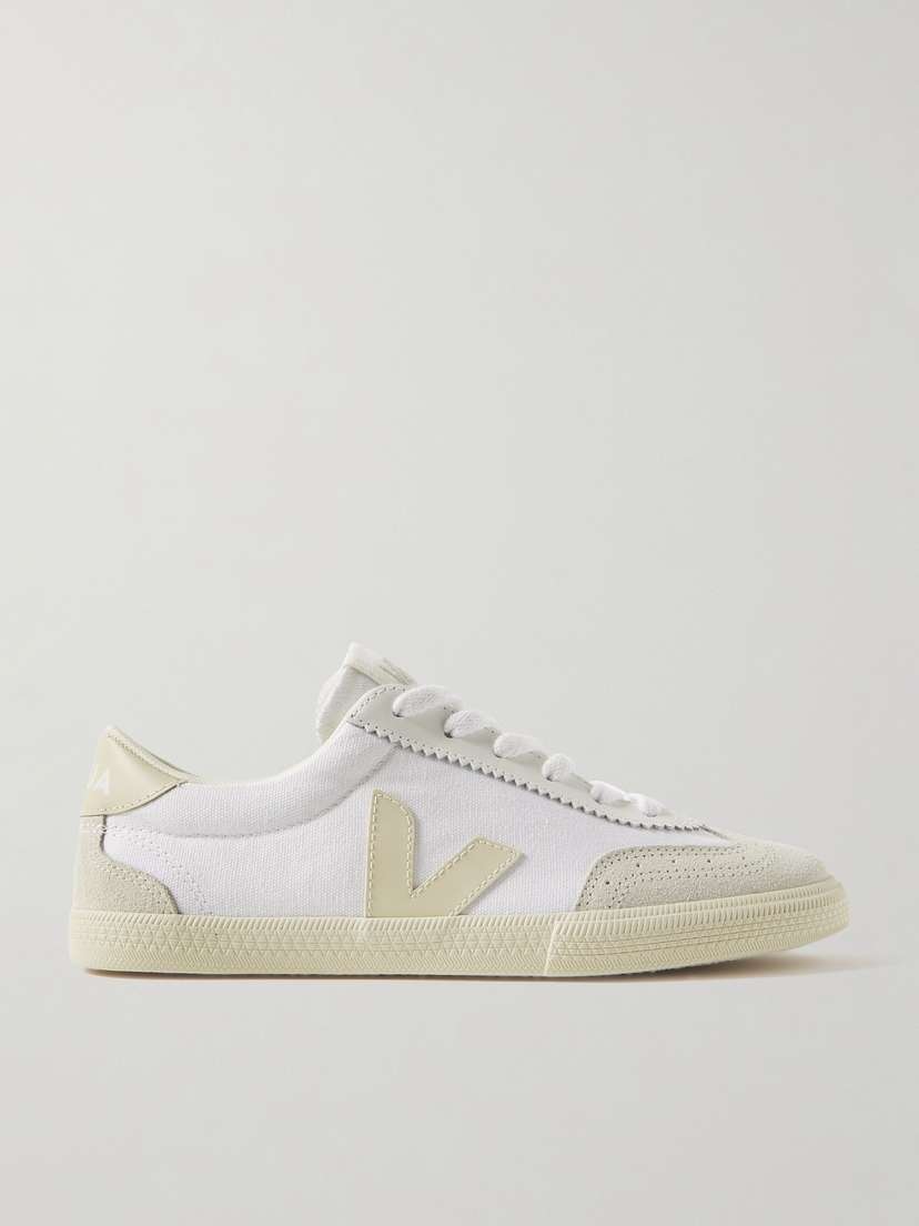Veja Volley Suede And Leather-trimmed Organic Cotton-canvas Sneakers