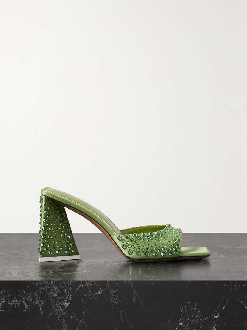 The Attico Mini Devon Crystal-embellished Satin Mules