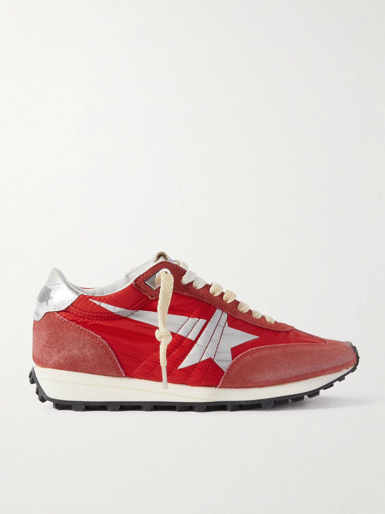 Golden Goose Marathon Suede-trimmed Sneakers In Red