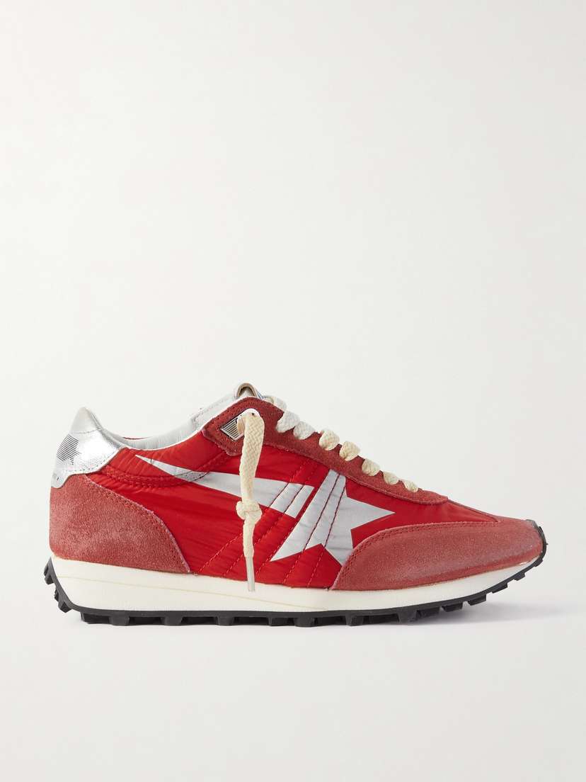 Golden Goose Running Marathon Metallic Leather-trimmed Suede And Shell Sneakers