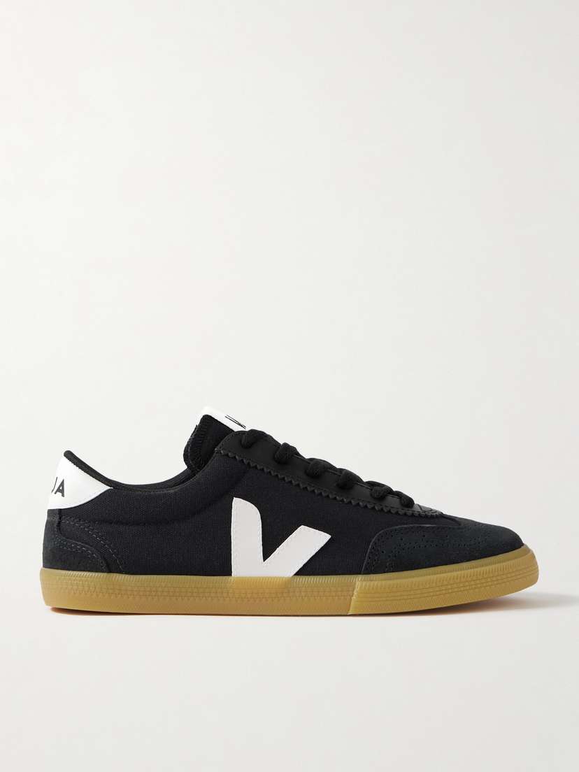 Veja Volley Suede And Leather-trimmed Canvas Sneakers