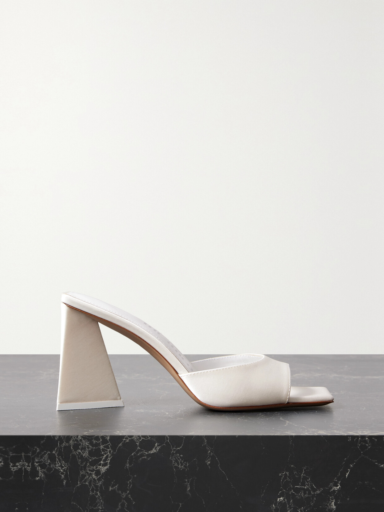 Attico Devon Satin Mules In White