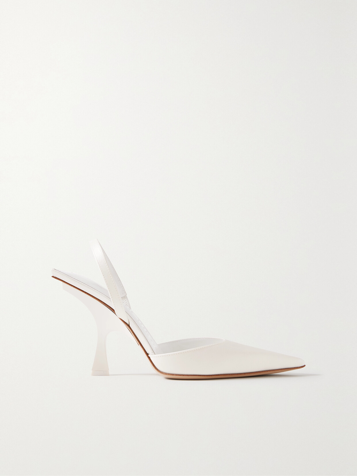 The Attico - Ester Satin Slingback Pumps - White