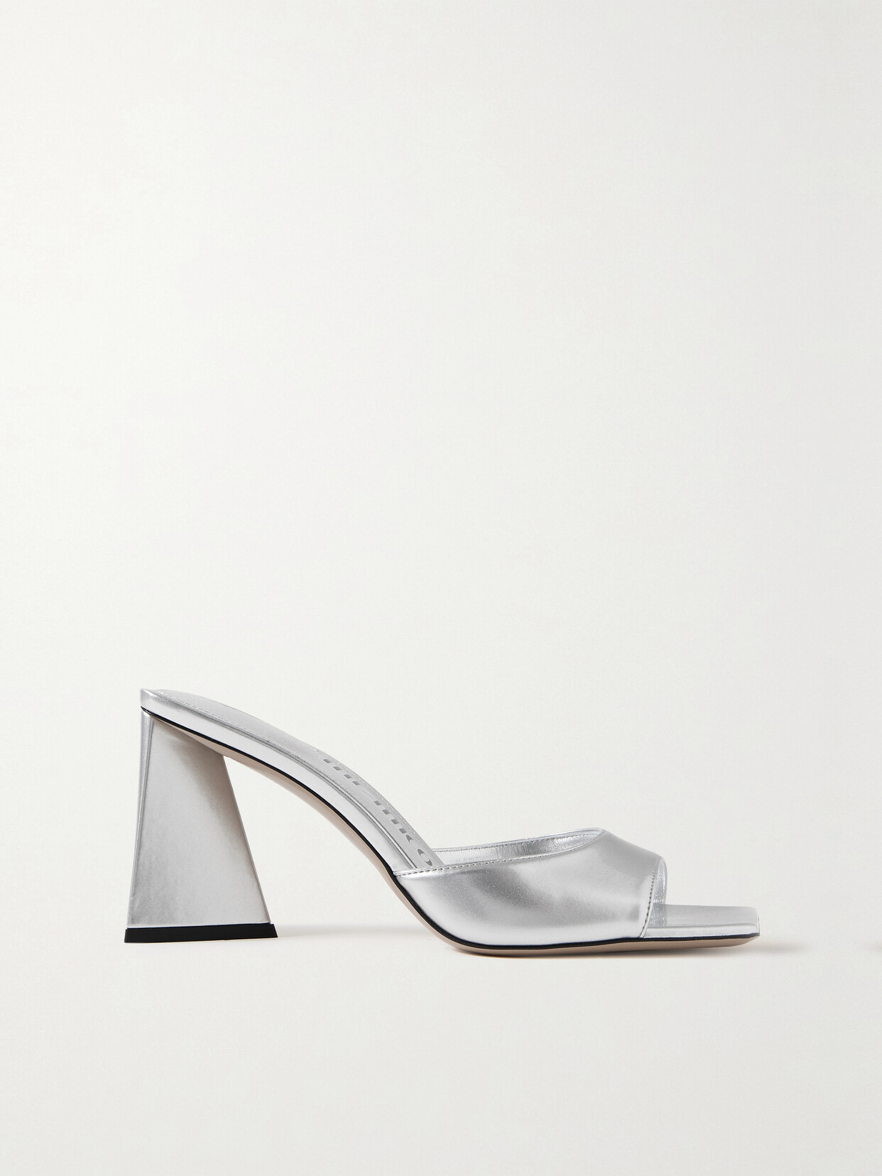 Attico Mini Devon Metallic Leather Mules In Silver