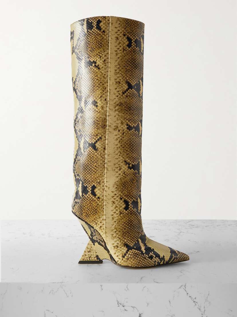 The Attico Cheope Snake-effect Leather Knee Boots
