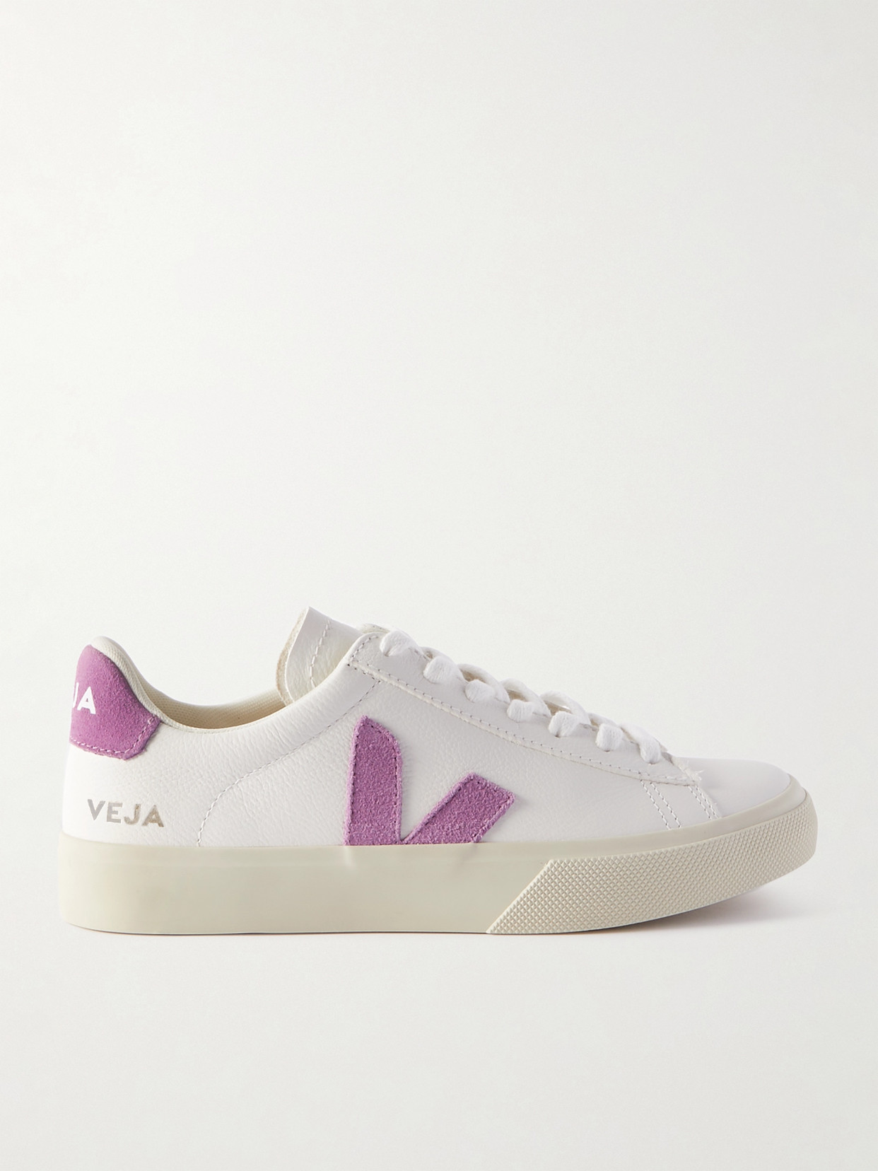 Veja - Campo Suede-trimmed Textured Leather Sneakers - White