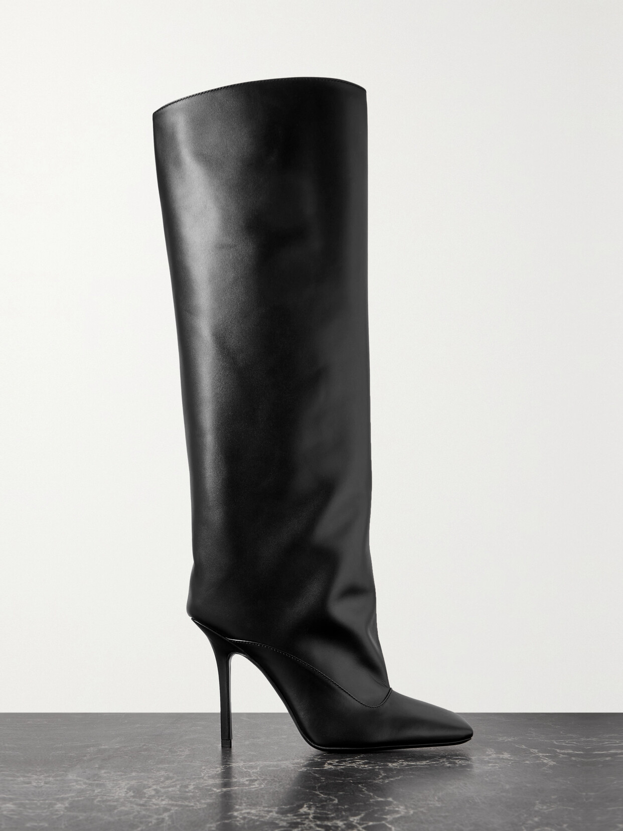 Shop Attico Sienna Leather Knee Boots In Black