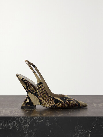 THE ATTICO Cheope snake-print leather slingback pumps