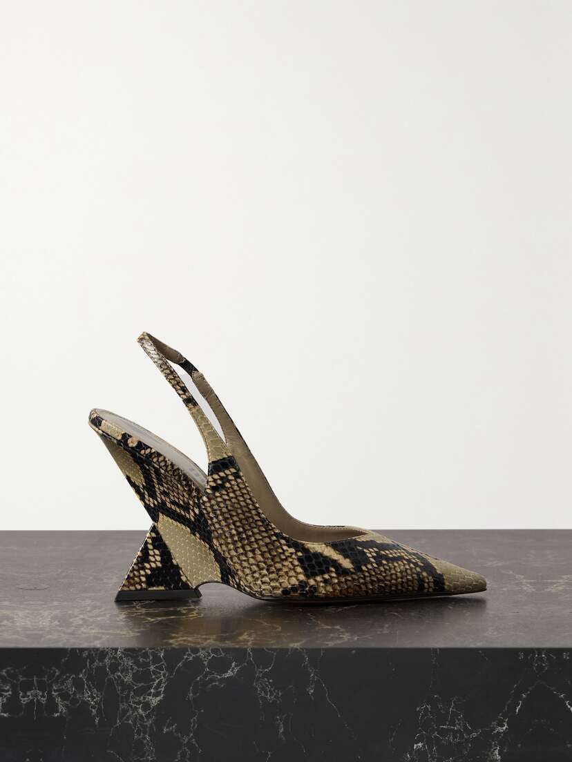 The Attico Cheope Snake-print Leather Slingback Pumps
