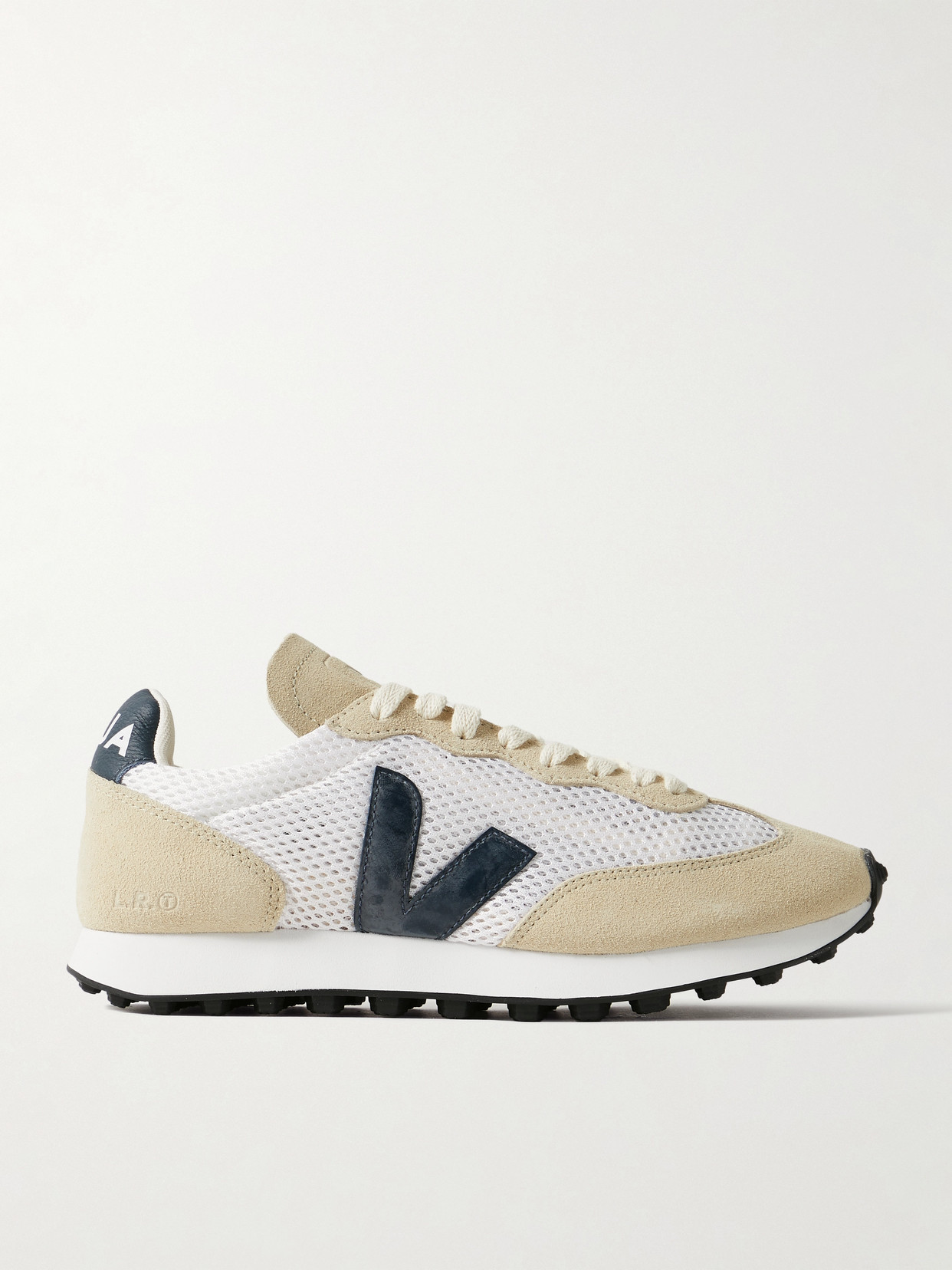 Shop Veja Rio Branco Light Leather-trimmed Suede And Aircell Mesh Sneakers In Neutrals