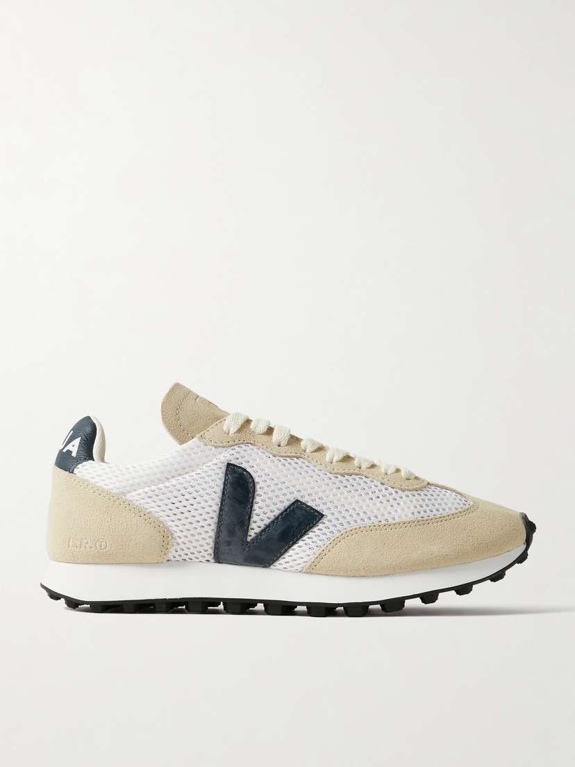 Veja Rio Branco Light Leather-trimmed Suede And Aircell Mesh Sneakers