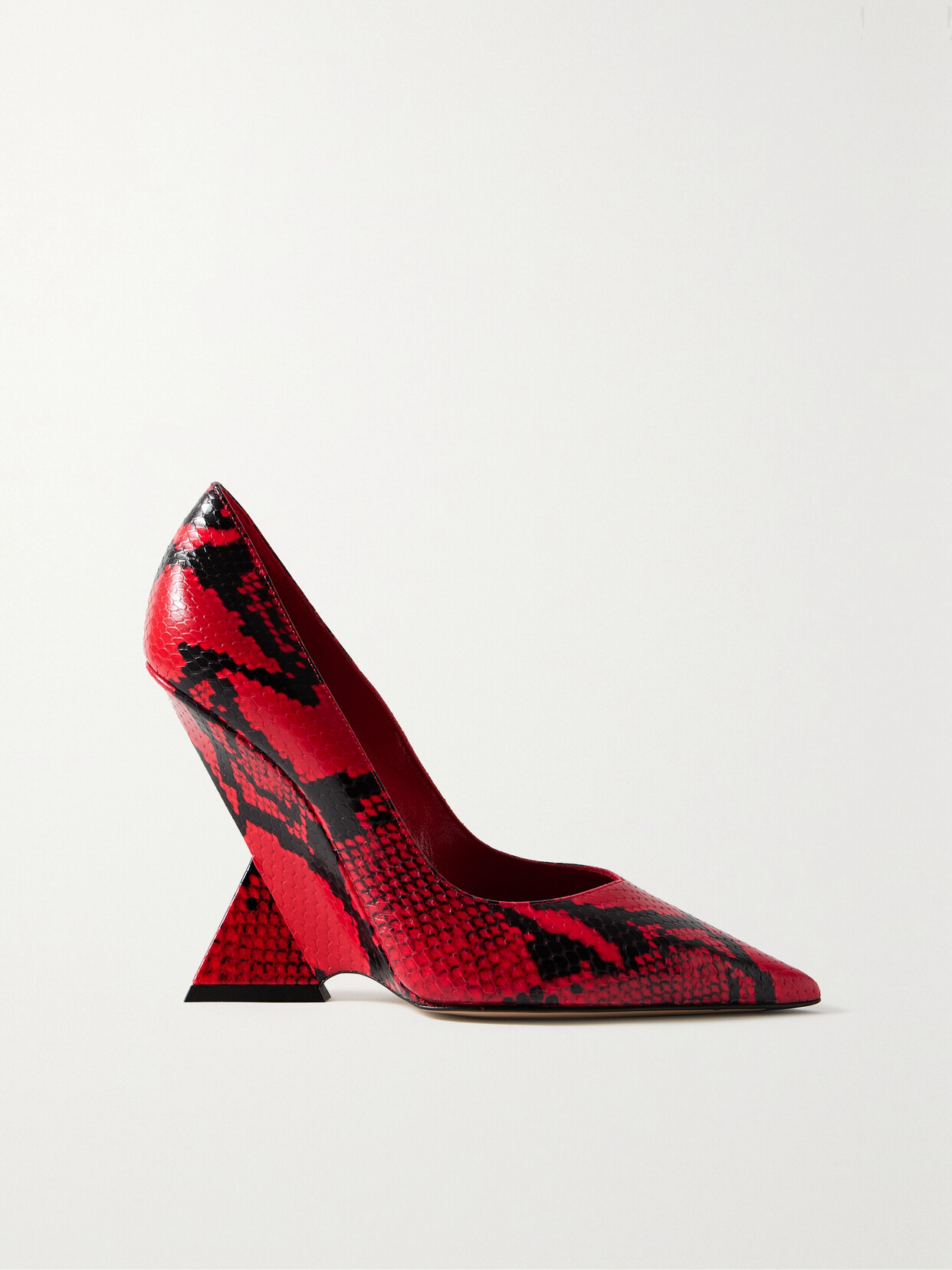 Attico Cheope Snake-effect Leather Pumps In Red