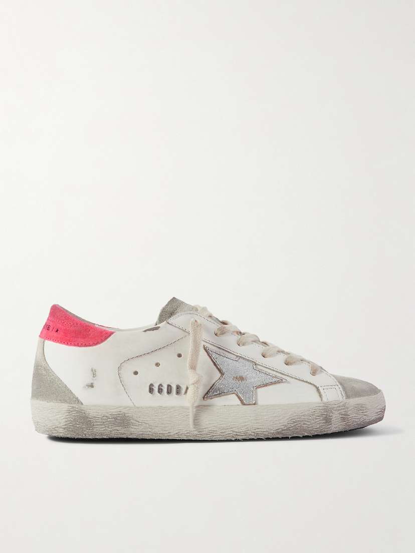 Golden Goose Super-star Distressed Suede-trimmed Leather Sneakers