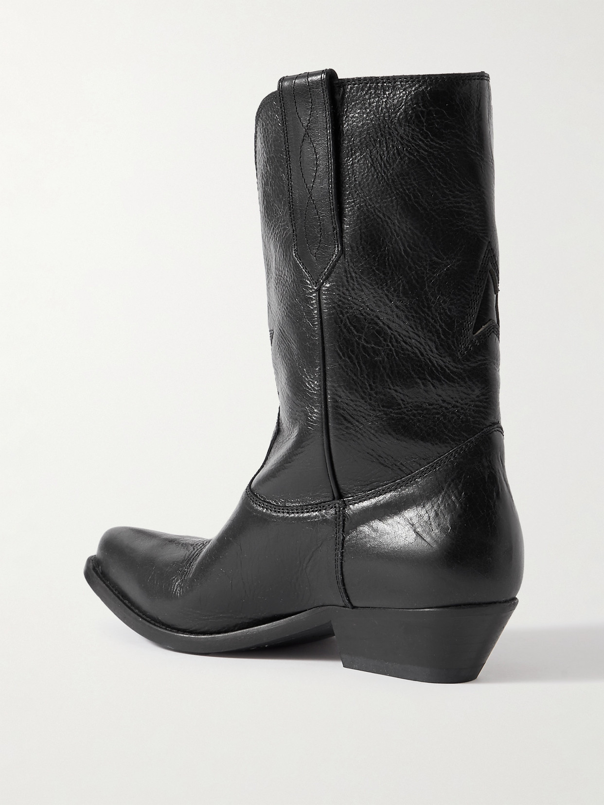 Low Wish Star Textured-Leather Cowboy Boots