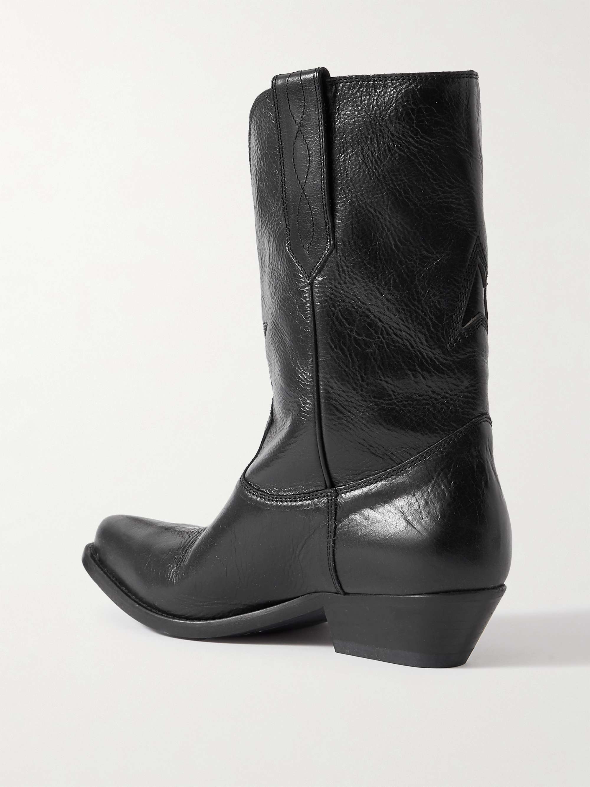 GOLDEN GOOSE Low Wish Star textured-leather cowboy boots | NET-A-PORTER